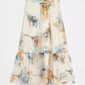 Anthropologie Mathilde Embroidered Tulle Maxi Skirt by Geisha Designs SZ SMALL